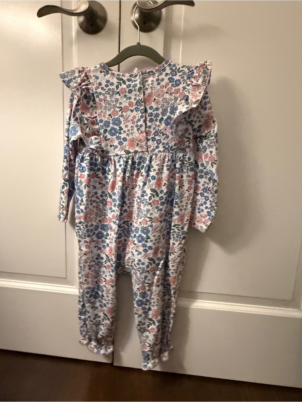 Floral Ruffle Long-Sleeve Romper - Blue, Pink & White - Picture 2 of 2